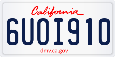CA license plate 6UOI910