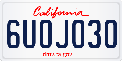 CA license plate 6UOJ030