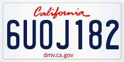 CA license plate 6UOJ182