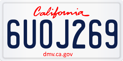 CA license plate 6UOJ269