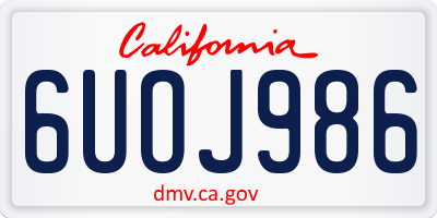 CA license plate 6UOJ986
