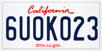 CA license plate 6UOK023