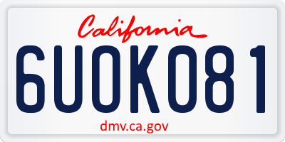 CA license plate 6UOK081