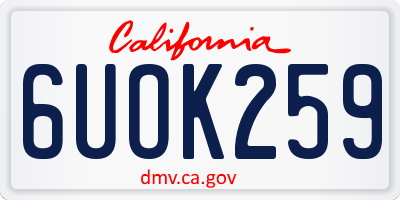 CA license plate 6UOK259