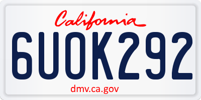 CA license plate 6UOK292