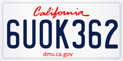 CA license plate 6UOK362