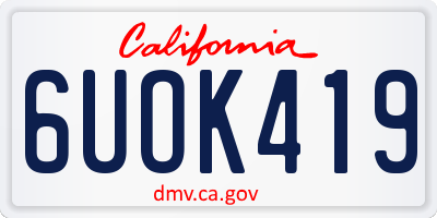 CA license plate 6UOK419