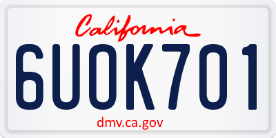 CA license plate 6UOK701