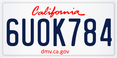 CA license plate 6UOK784