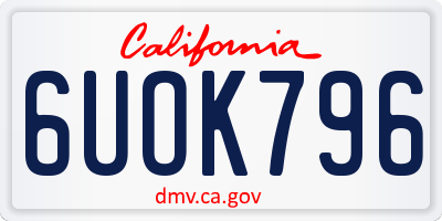 CA license plate 6UOK796