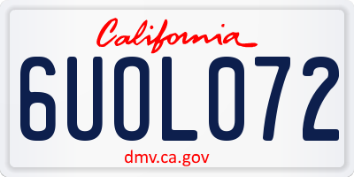CA license plate 6UOL072