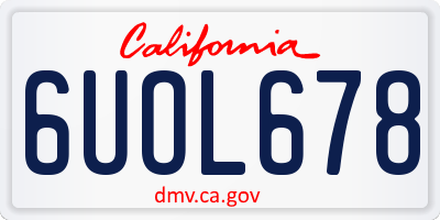 CA license plate 6UOL678