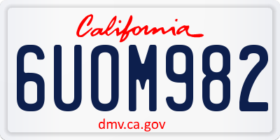CA license plate 6UOM982