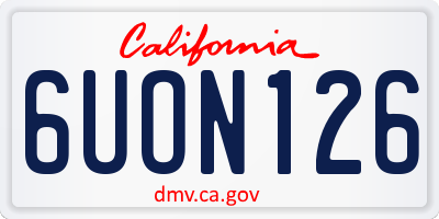 CA license plate 6UON126