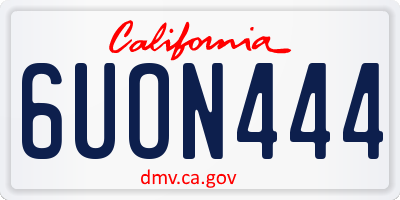 CA license plate 6UON444