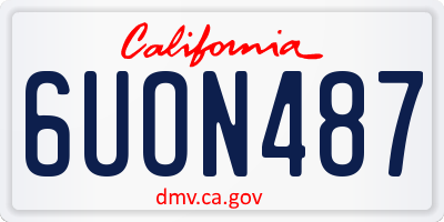 CA license plate 6UON487