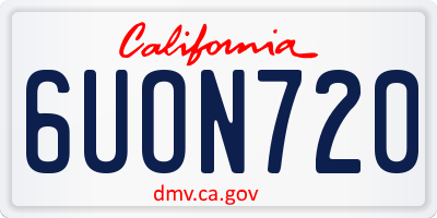 CA license plate 6UON720