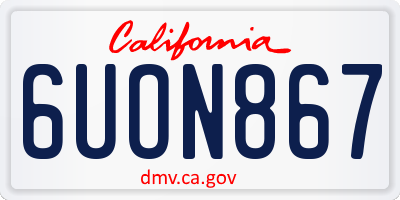 CA license plate 6UON867