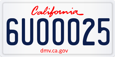 CA license plate 6UOO025