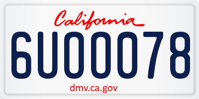 CA license plate 6UOO078