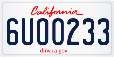 CA license plate 6UOO233