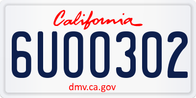 CA license plate 6UOO302