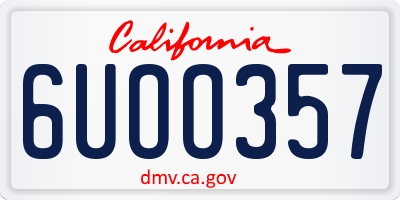 CA license plate 6UOO357