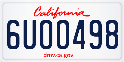 CA license plate 6UOO498