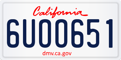 CA license plate 6UOO651