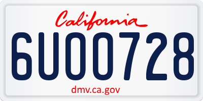 CA license plate 6UOO728