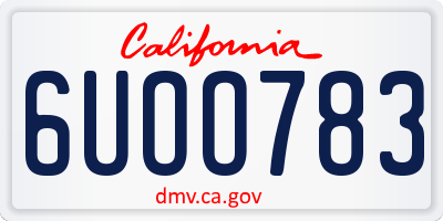 CA license plate 6UOO783