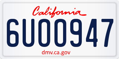 CA license plate 6UOO947