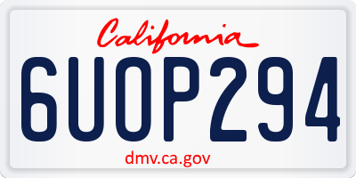CA license plate 6UOP294