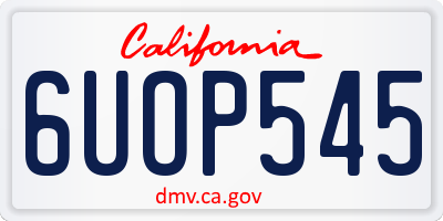 CA license plate 6UOP545