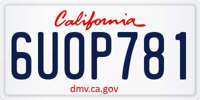 CA license plate 6UOP781
