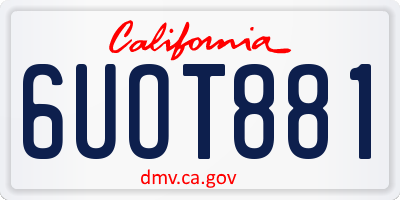 CA license plate 6UOT881
