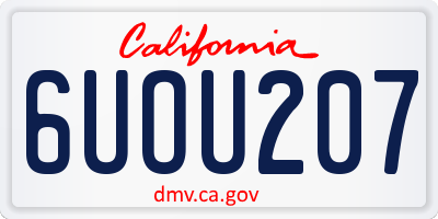 CA license plate 6UOU207