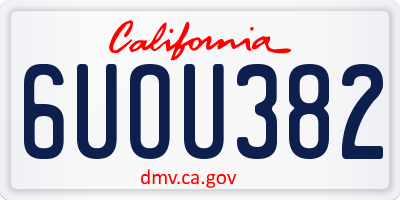 CA license plate 6UOU382