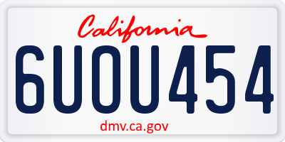 CA license plate 6UOU454