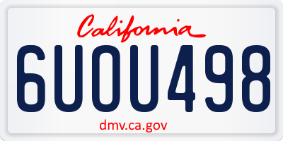 CA license plate 6UOU498