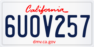 CA license plate 6UOV257