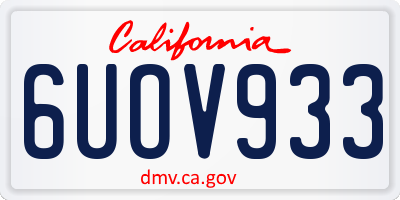 CA license plate 6UOV933