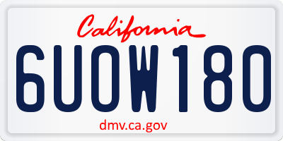 CA license plate 6UOW180