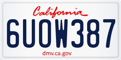 CA license plate 6UOW387