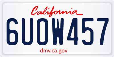 CA license plate 6UOW457