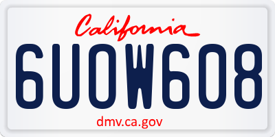 CA license plate 6UOW608