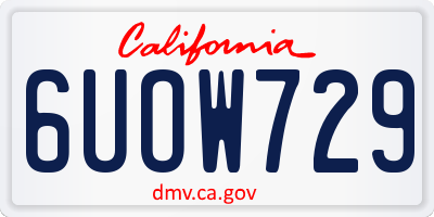 CA license plate 6UOW729