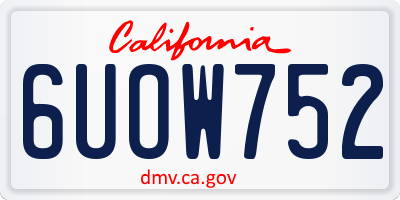 CA license plate 6UOW752