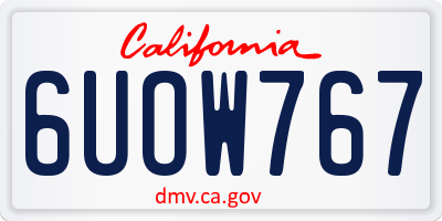 CA license plate 6UOW767