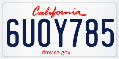 CA license plate 6UOY785